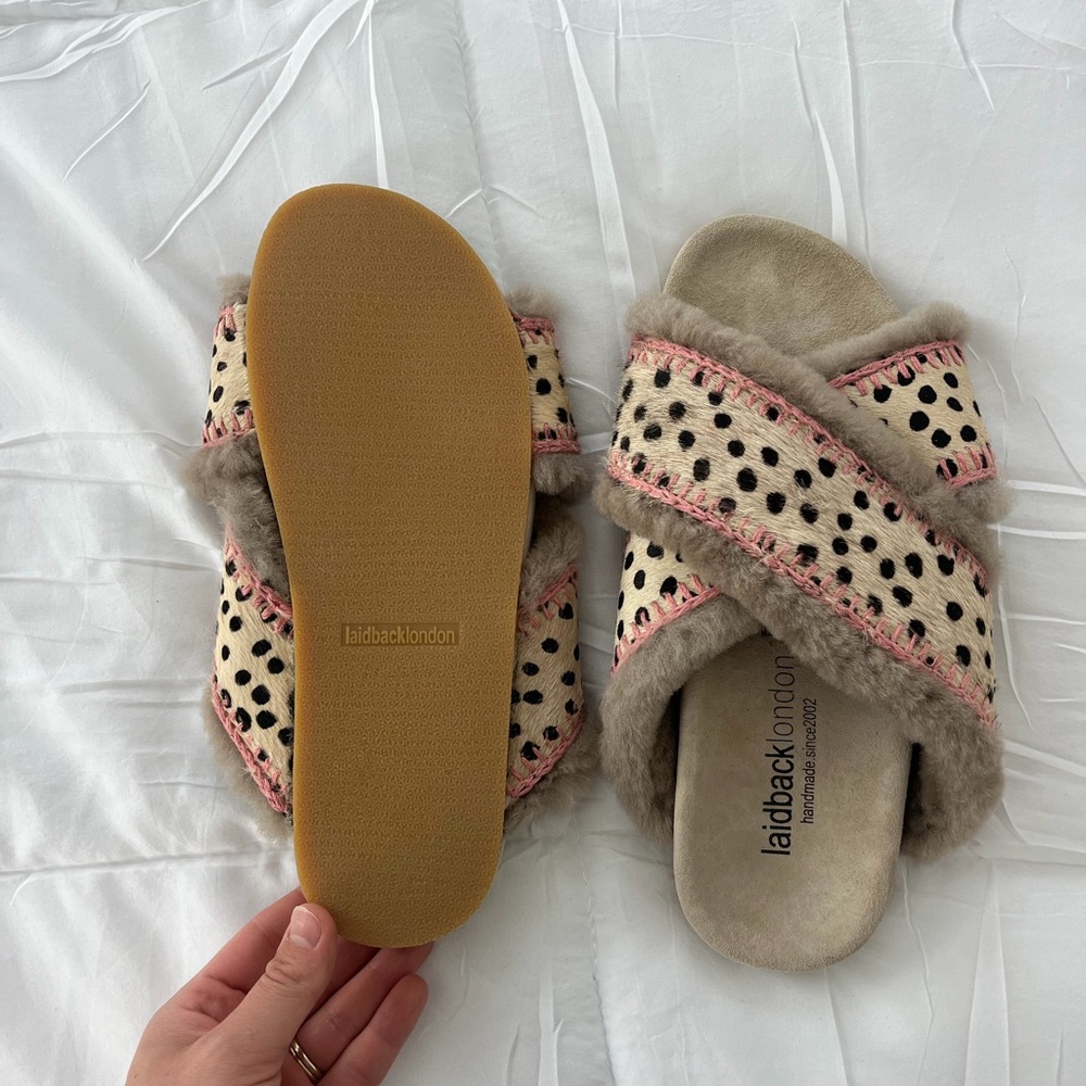 LAIDBACK LONDON Size 40 Cali Crochet Suede Wool Slip On FREE PEOPLE NEW W/O BOX - Picture 2 of 6